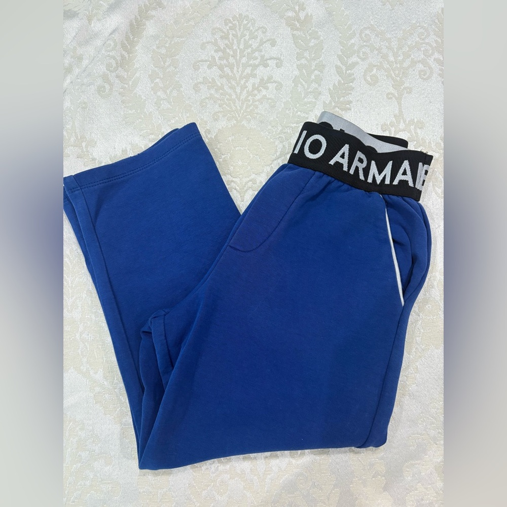 Emporio Armani Royal Blue Kids Sweatpants with Branded Waistband